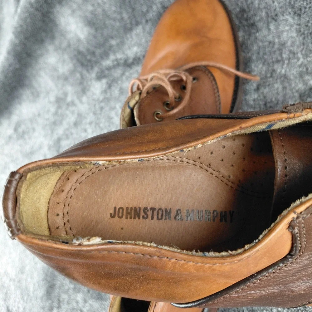 Johnston‎ & Murphy Mens 10M Brown Leather Saddle Oxford Shoes 20-8462 Two Tone